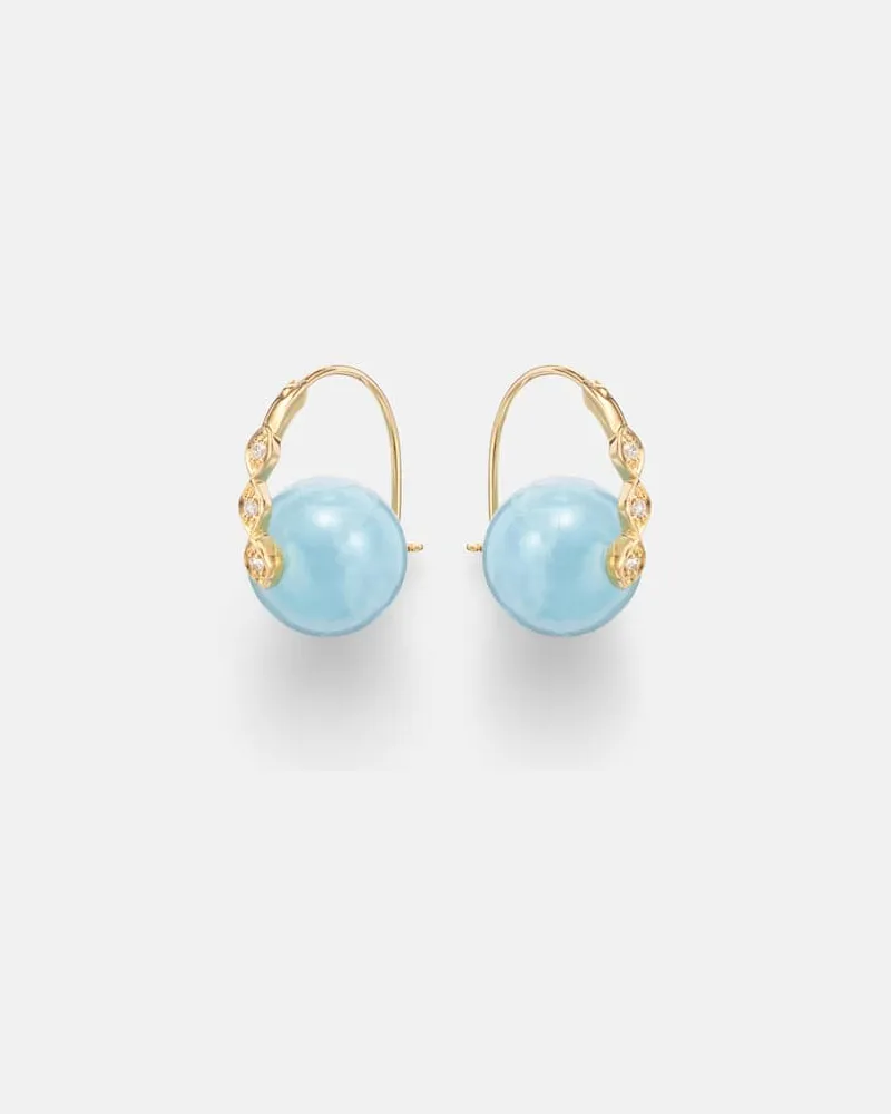 Sydney Evan Orecchini in oro 14kt con diamanti e acquamarine Blu