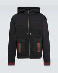 Gucci Giacca Web Stripe in jersey di cotone Nero