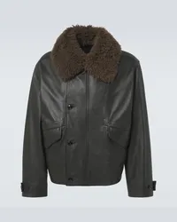 Christophe Lemaire Giacca in pelle con shearling Nero