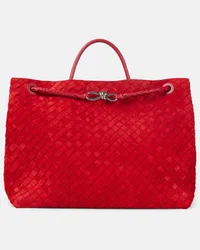 Bottega Veneta Borsa Andiamo Large in suede Intrecciato Rosso