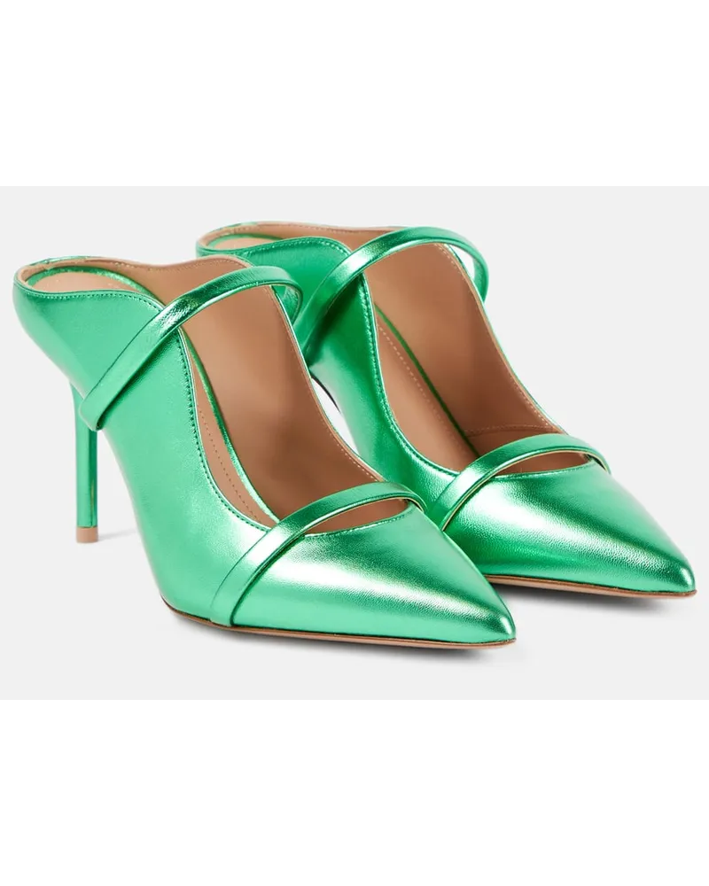 Malone Souliers Mules Maureen 85 in pelle metallizzata Verde