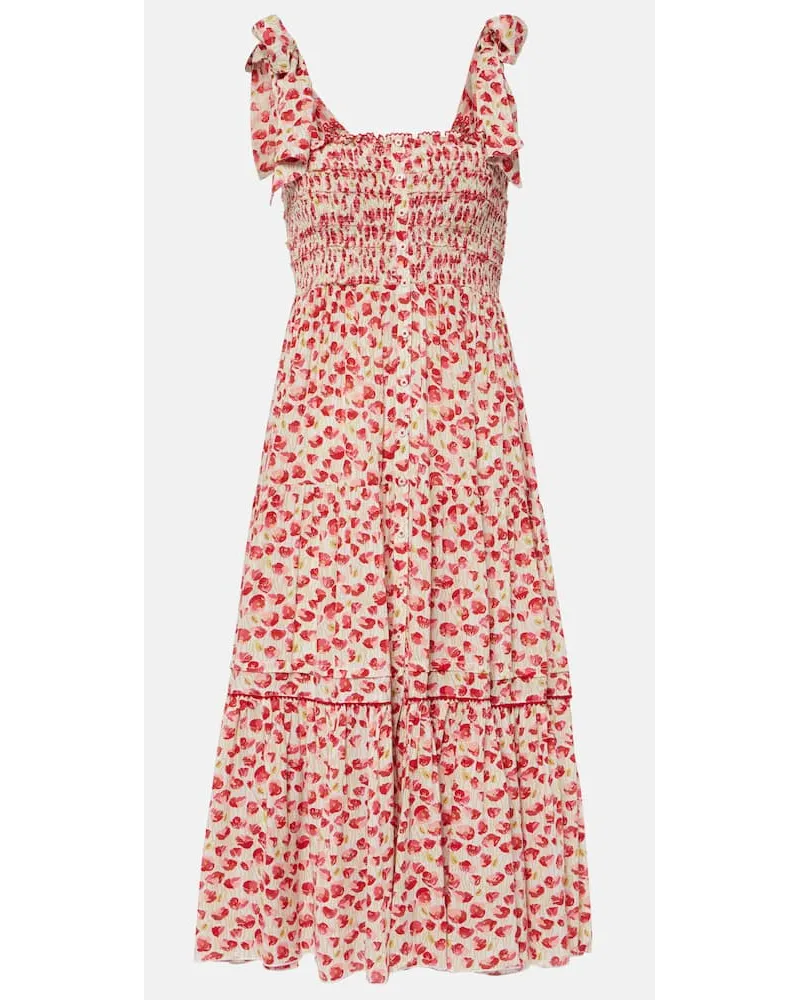 Poupette St Barth Abito midi Triny con stampa Bianco