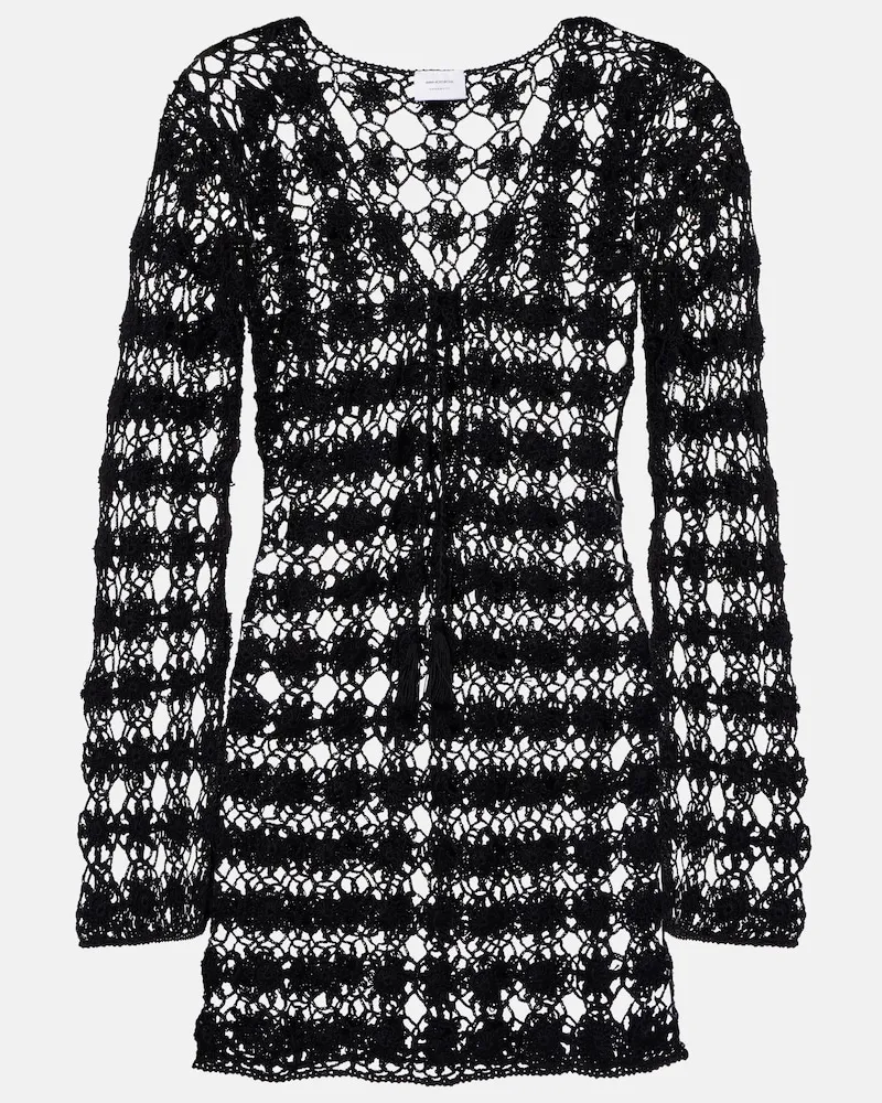 Anna Kosturova Abito corto in cotone crochet Nero