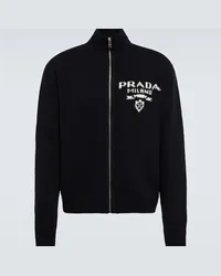 Prada Cardigan in lana e cashmere con zip Blu