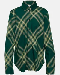 Burberry Camicia in lana a quadri Verde