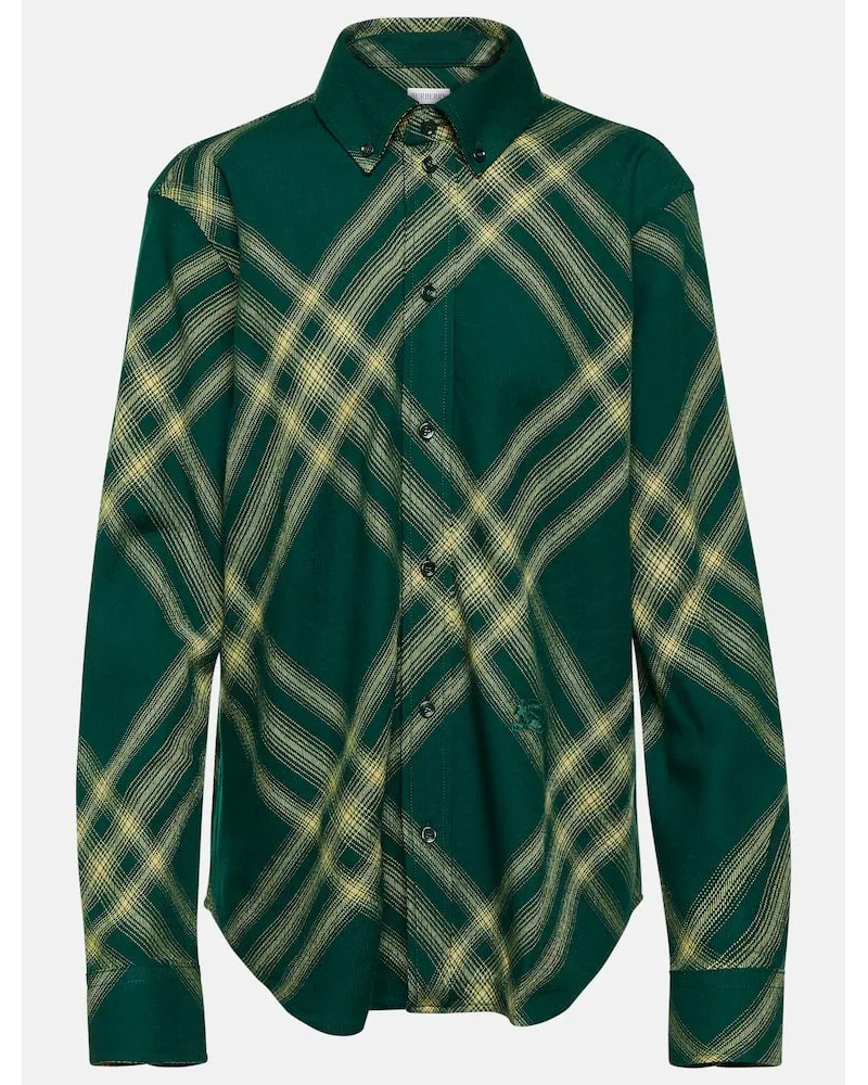 Burberry Camicia in lana a quadri Verde