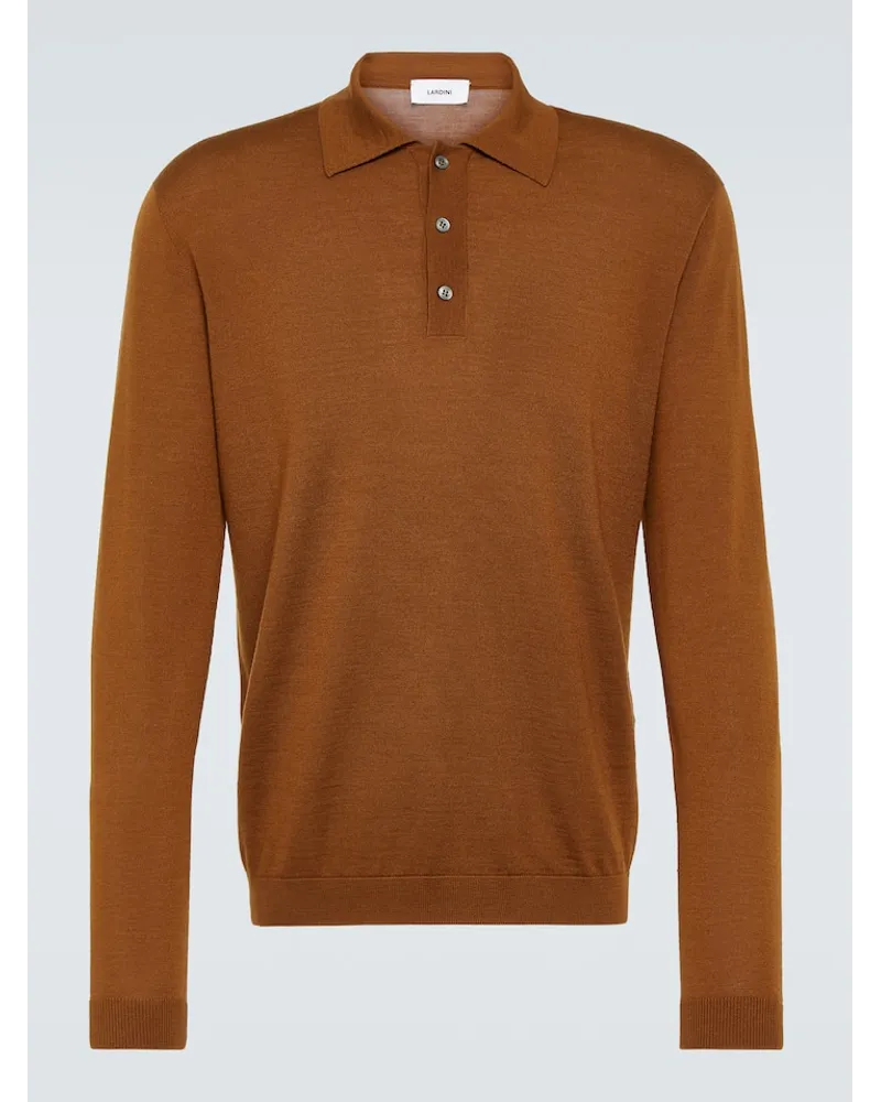 LARDINI Polo in lana, seta e cashmere Marrone