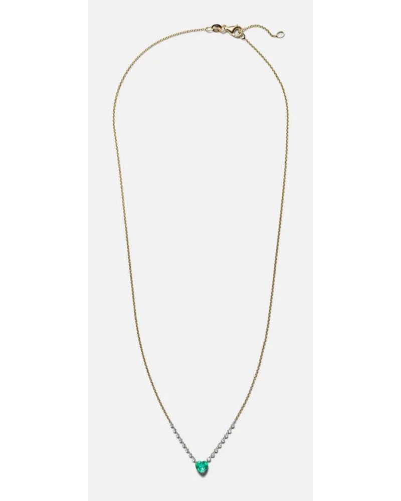 Roxanne First Collana Heart in oro 18kt con diamanti e smeraldo Oro