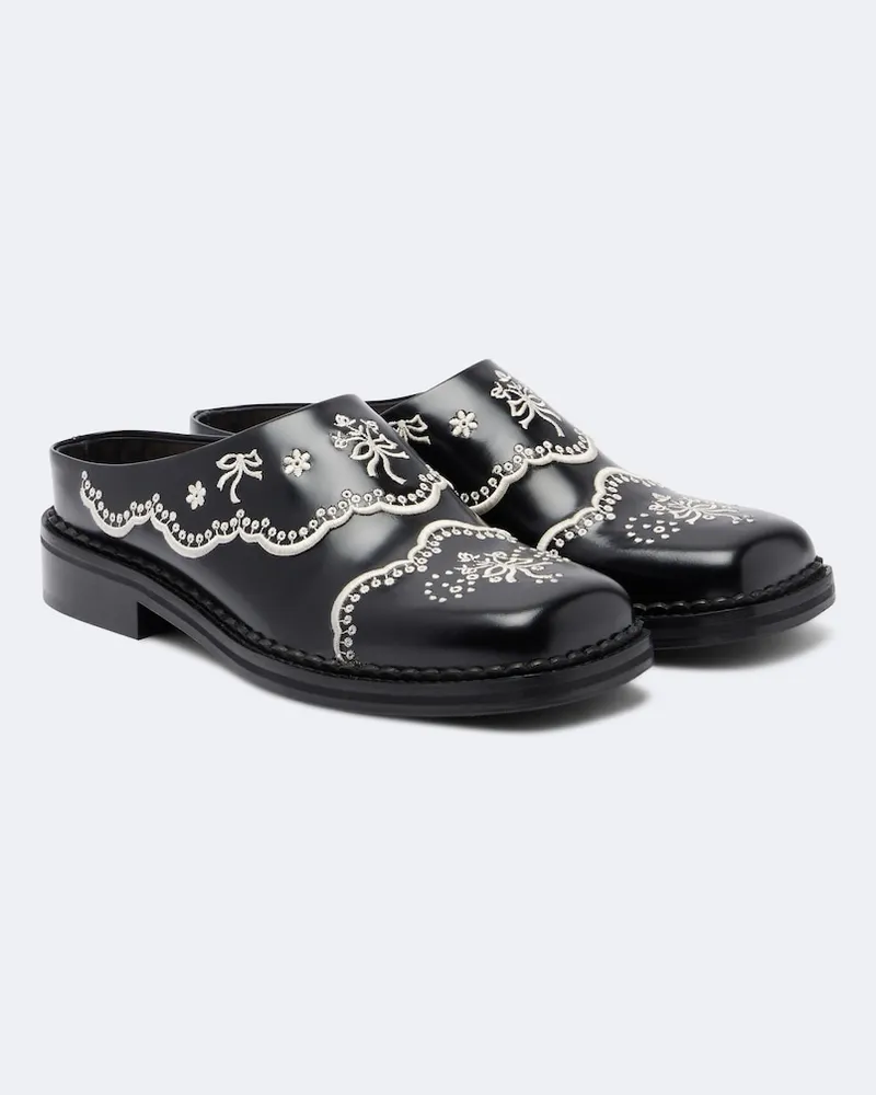 Simone Rocha Mules in pelle con ricamo Nero