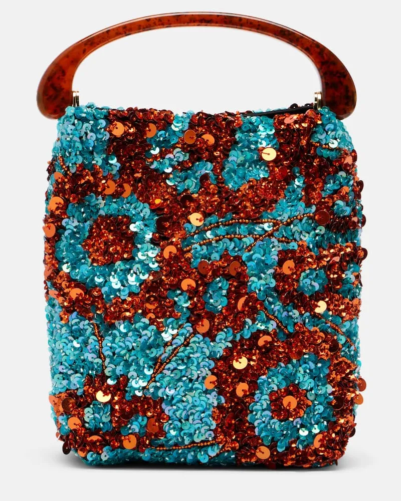 Dries van Noten Borsa Crisp Small in raso con paillettes Multicolore