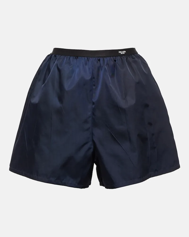 Prada Shorts in Re-Nylon a vita alta Blu