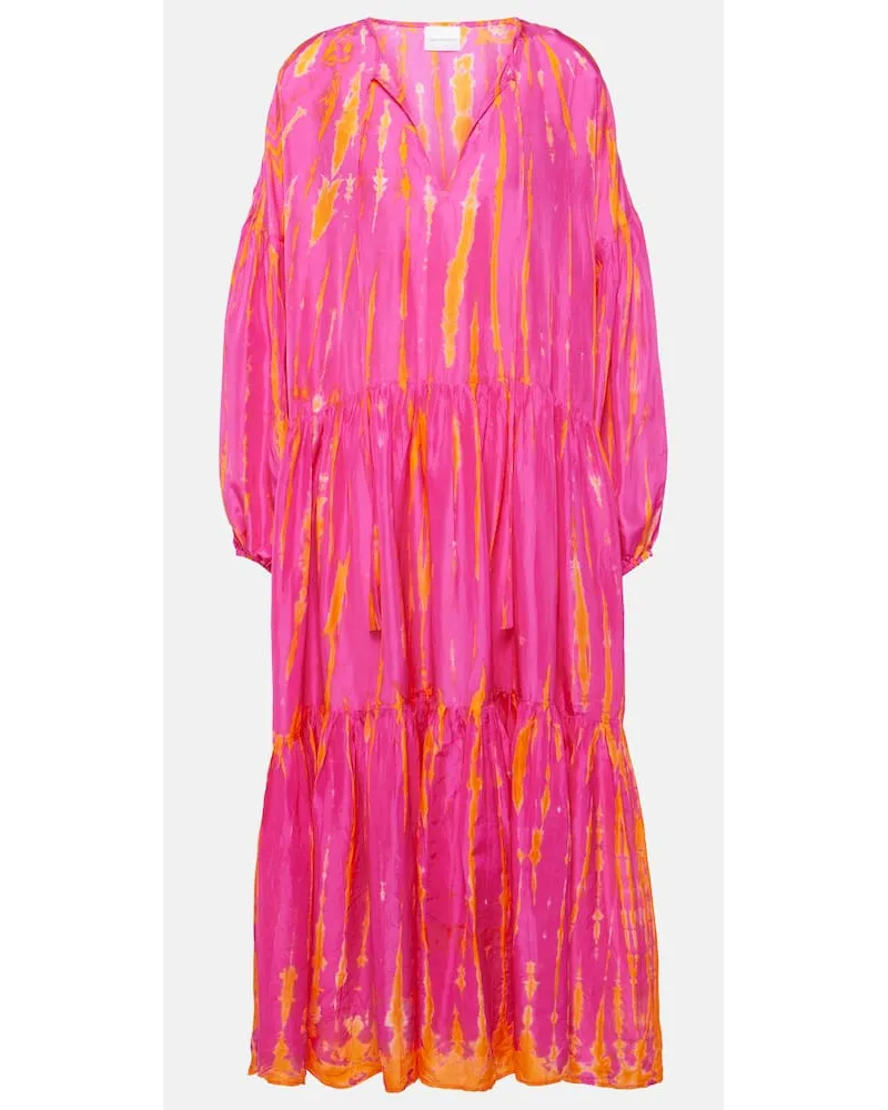 Anna Kosturova Abito midi Amelia in seta tie-dye Rosa