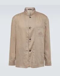 Giorgio Armani Blazer in canvas di lino Beige