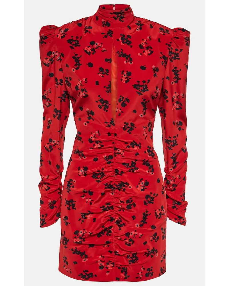 Alessandra Rich Miniabito in seta con stampa floreale Rosso