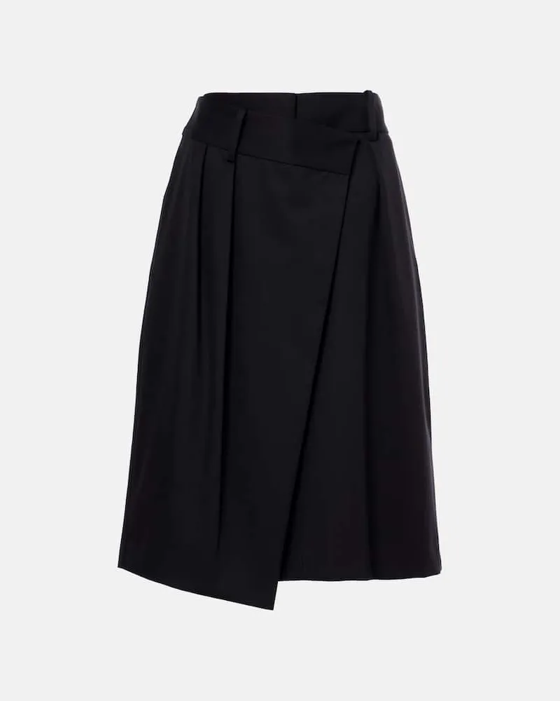 Loewe Gonna midi in cotone e seta Nero