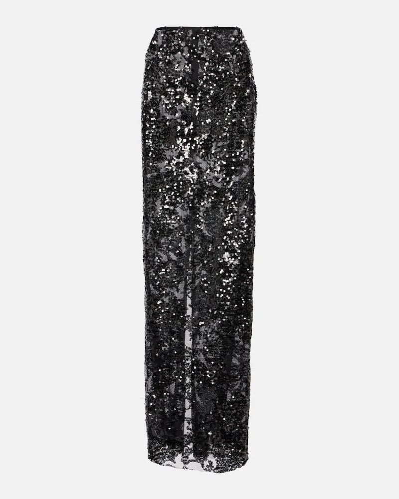 Victoria Beckham Gonna lunga in tulle con paillettes Nero