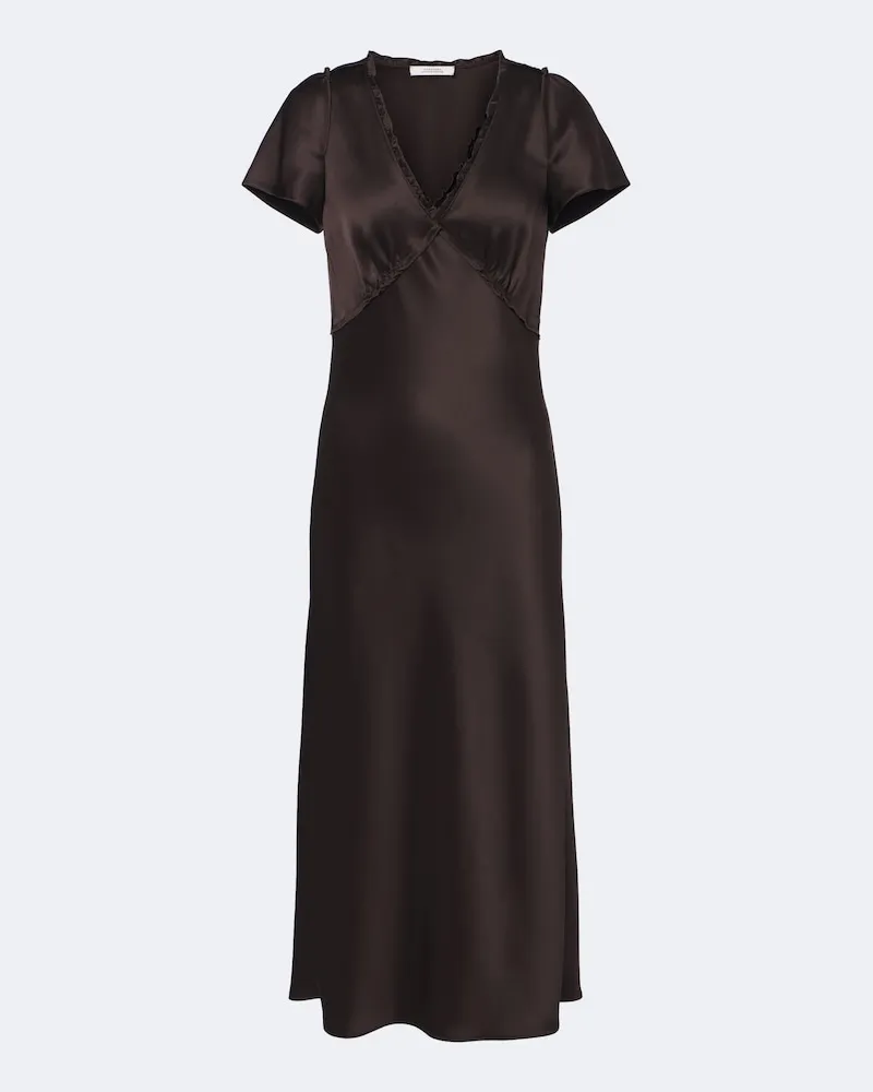 Dorothee Schumacher Abito midi Shiny Statement in raso Marrone