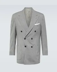 Kiton Giacca doppiopetto in lana Grigio