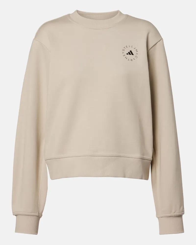 adidas Felpa in cotone con logo Beige