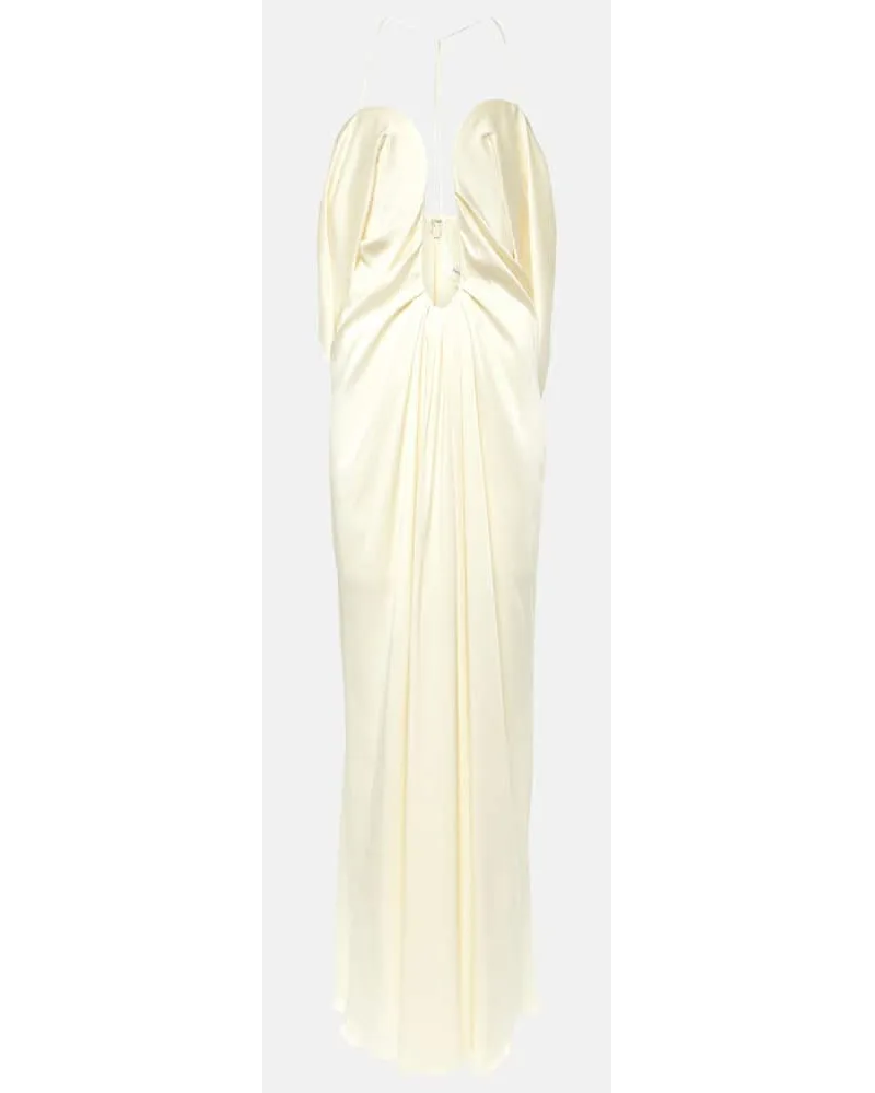 Victoria Beckham Abito lungo in crÃªpe di raso con cut-out Beige