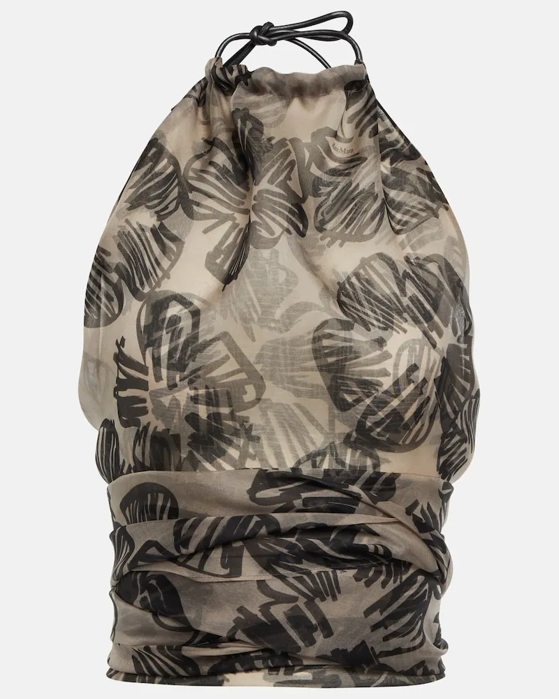 Max Mara Top cropped Shaila in seta Beige