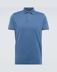 Loro Piana Polo in seta e cotone piqué Blu