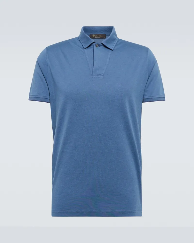 Loro Piana Polo in seta e cotone piquÃ Blu