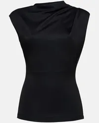 Alexander McQueen Top in jersey con ruches Nero