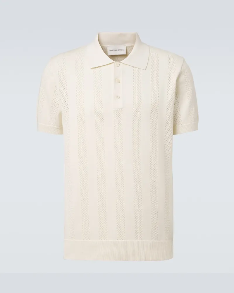 Frescobol Carioca Polo Vidal in jacquard di cotone a righe Bianco