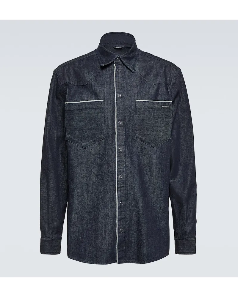 Dolce & Gabbana Camicia di jeans con logo Nero