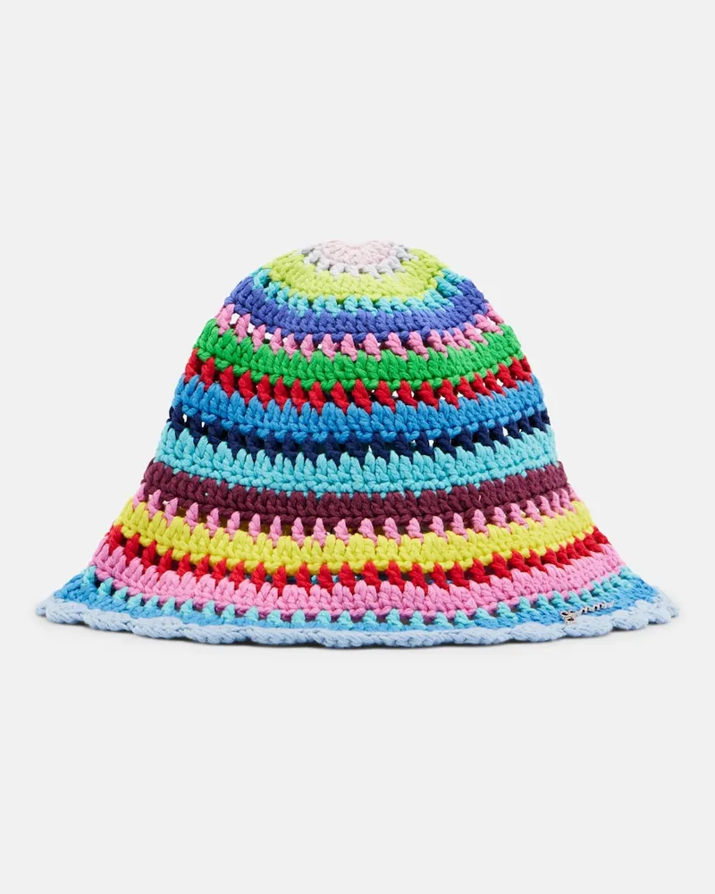 Ganni Cappello a secchiello in cotone crochet Multicolore