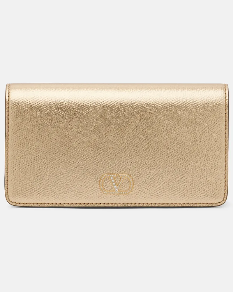 Valentino Garavani Clutch VLogo Mini in pelle metallizzata Oro