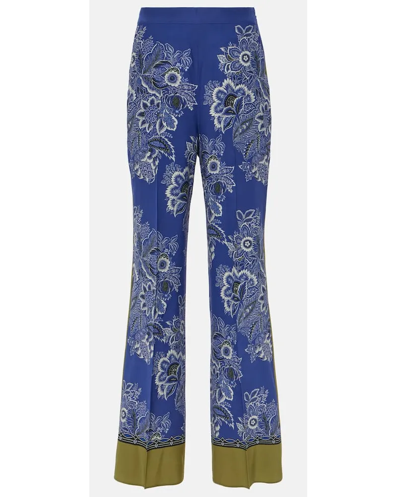 Etro Pantaloni a gamba larga e vita alta Blu