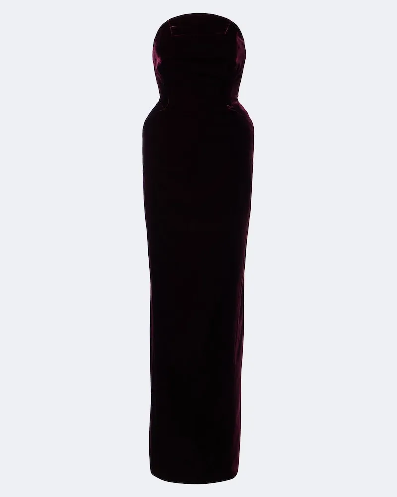 Thierry Mugler Abito lungo bustier in velluto Borgogna