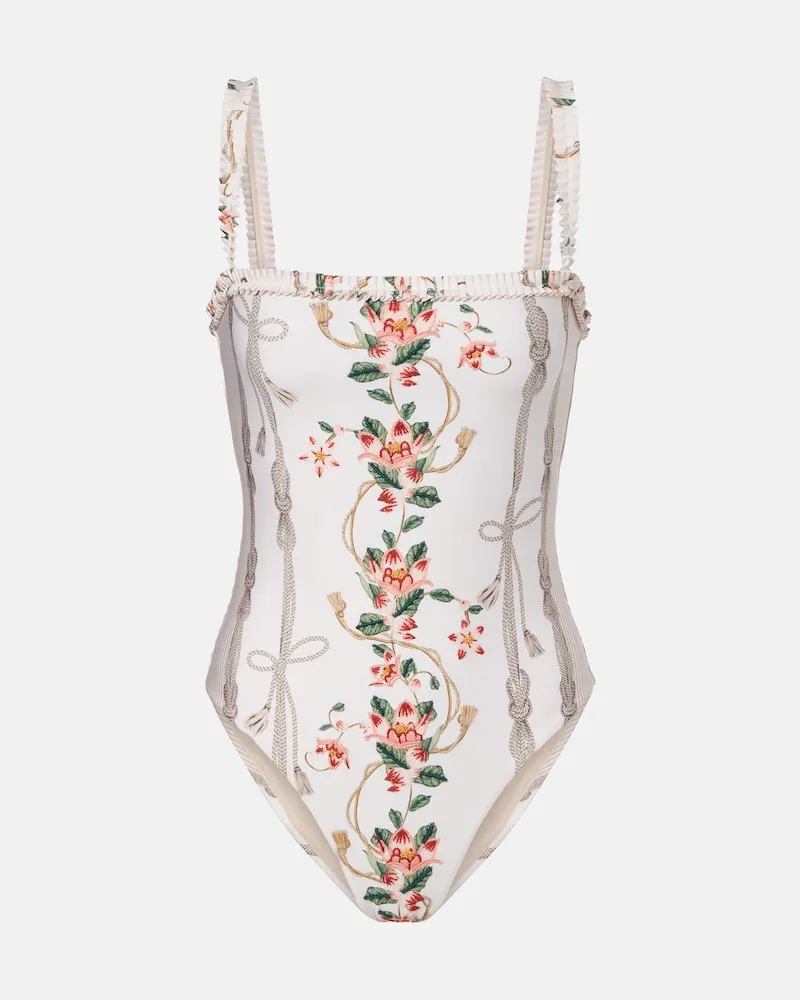 AGUA BENDITA Costume intero Limon con ricamo e volant Multicolore