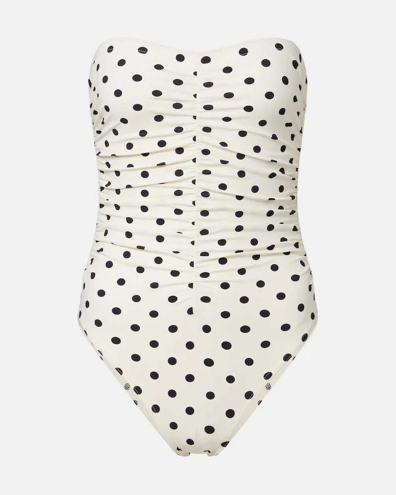 Karla Colletto Costume intero a fascia a pois Bianco