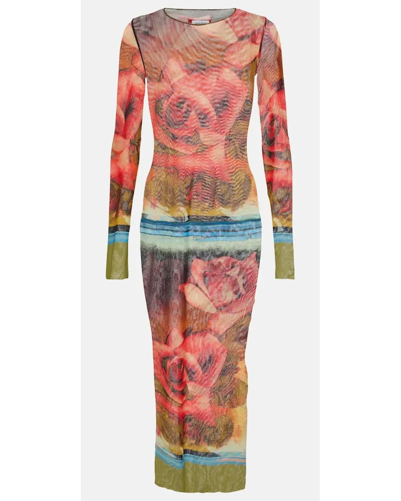 Jean Paul Gaultier Abito midi con stampa Rosso