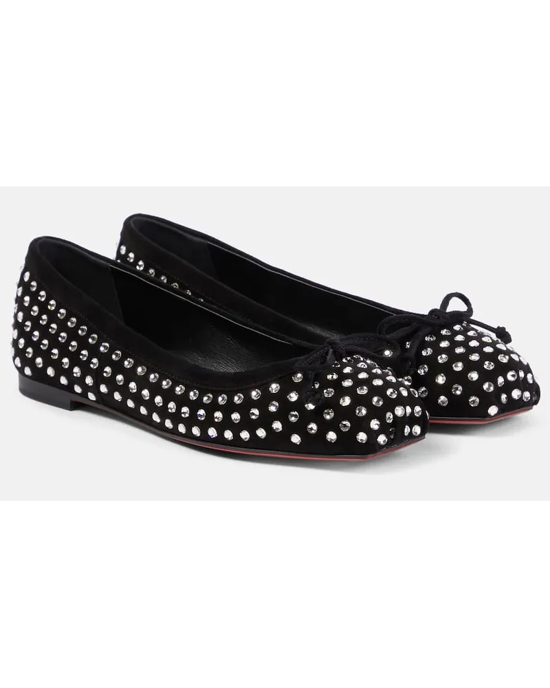 Christian Louboutin Ballerine Mamadrague in suede con cristalli Nero