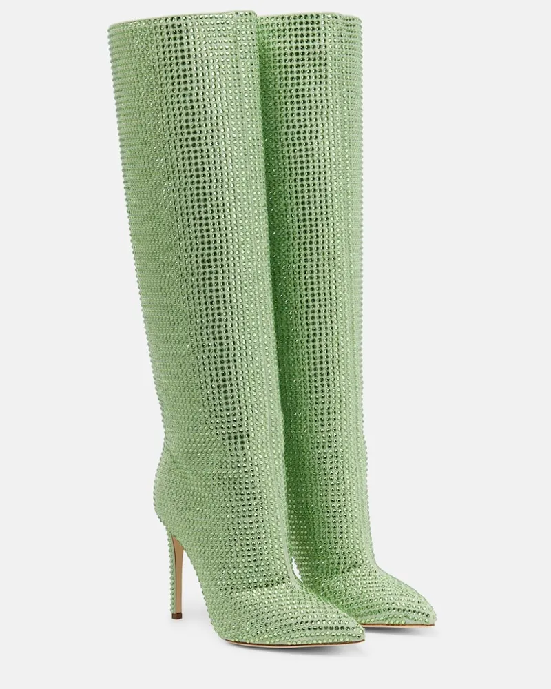 Paris Texas Stivali Holly in pelle con cristalli Verde