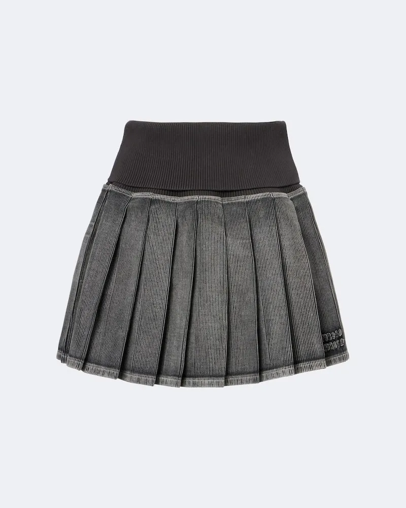 Miu Miu Minigonna in misto cotone plissé Grigio