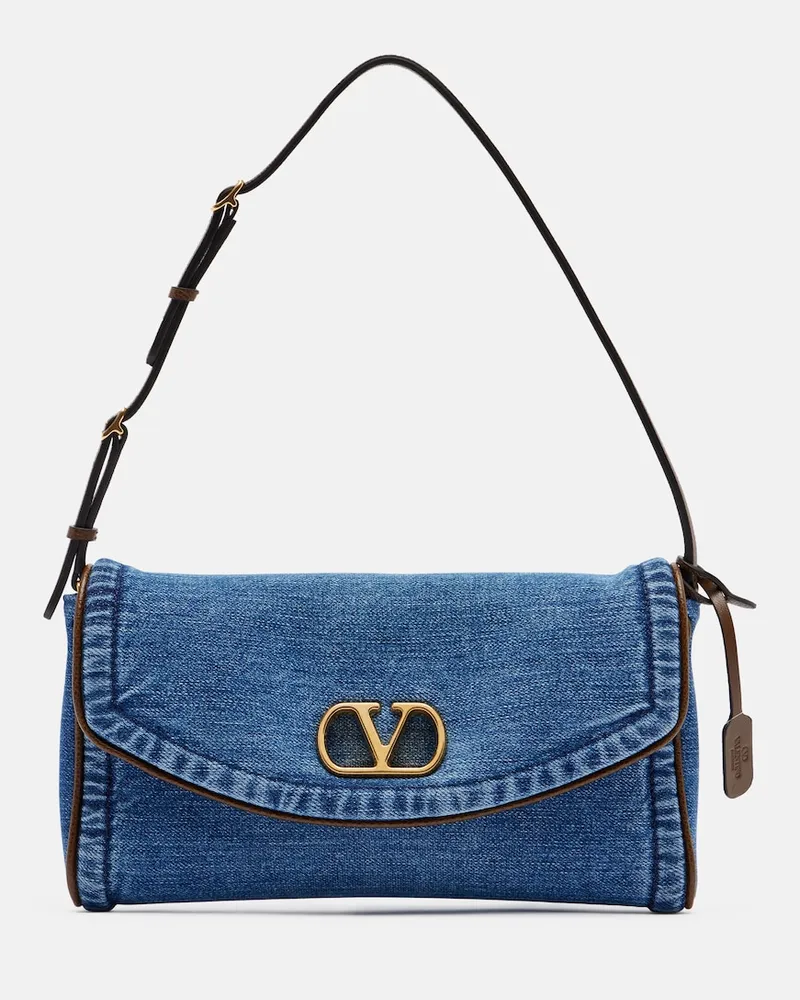 Valentino Garavani Borsa a spalla Devain Small in denim Blu