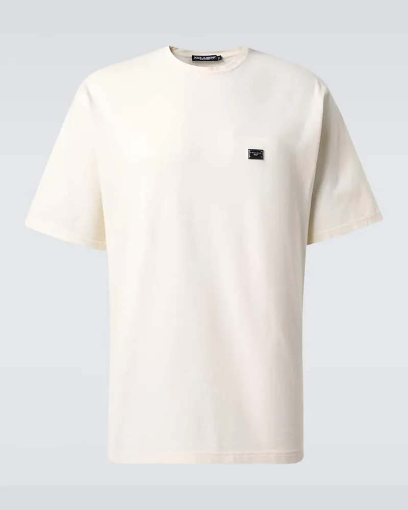 Dolce & Gabbana T-shirt in piquÃ© di cotone Bianco
