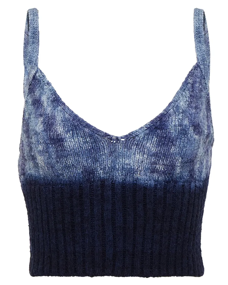 Altuzarra Top cropped Sim tie-dye in seta Blu