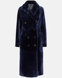 BLANCHA Cappotto doppiopetto in shearling Blu