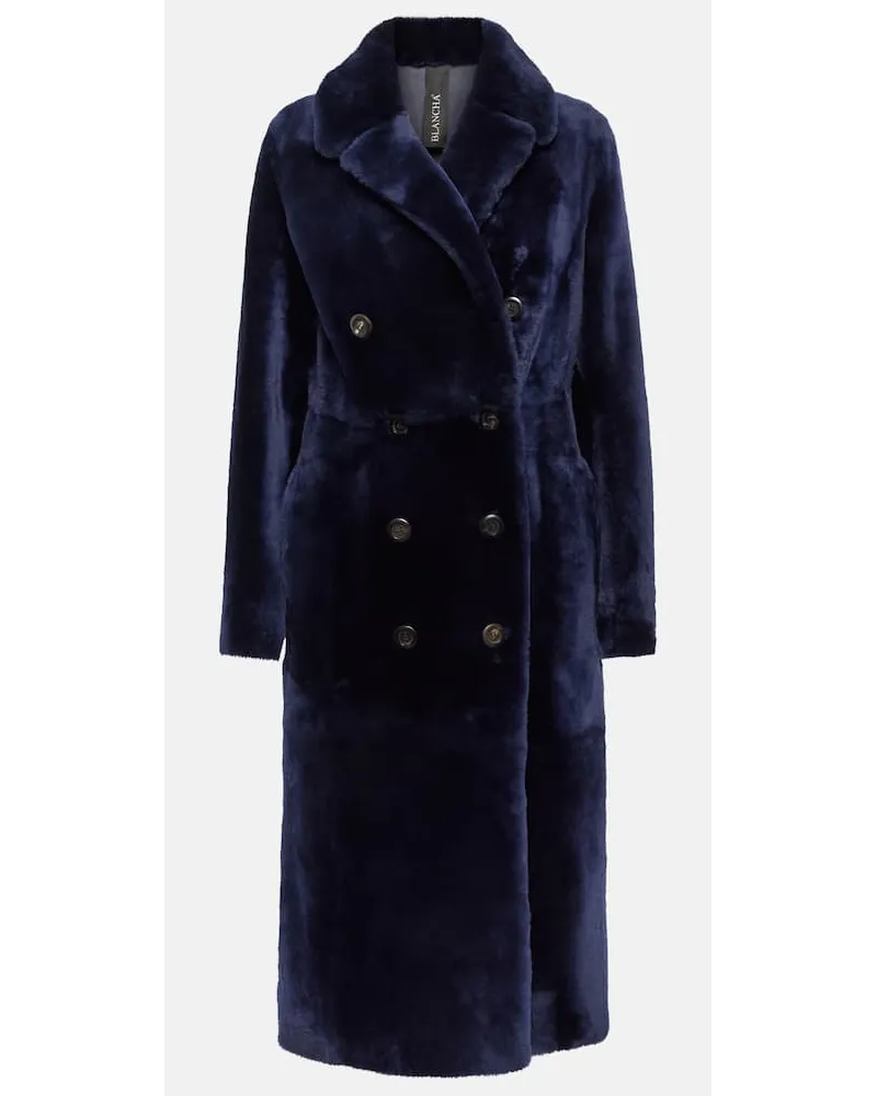 BLANCHA Cappotto doppiopetto in shearling Blu