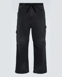 Balenciaga Pantaloni cropped in canvas di cotone Nero