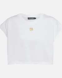 Dolce & Gabbana Top cropped in jersey di cotone Bianco