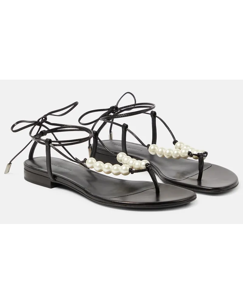 Magda Butrym Sandali in pelle con perle bijoux Nero