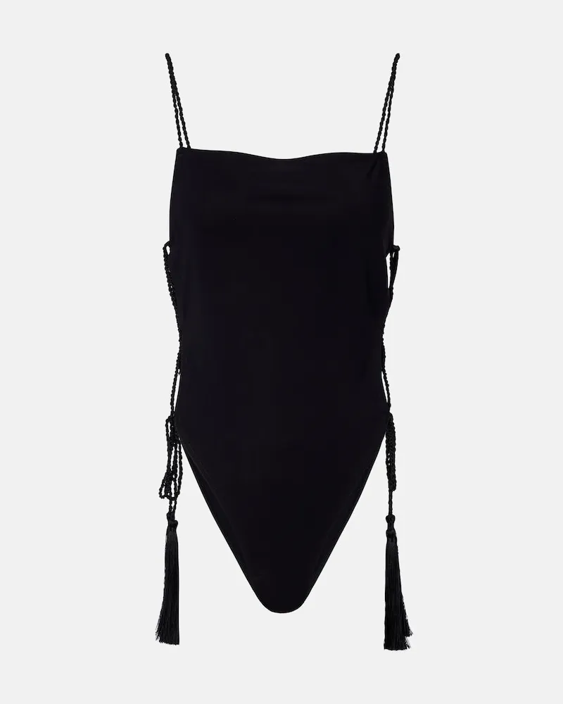 Alaïa Alaïa Costume intero con lacci e nappe Nero
