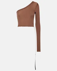 Rick Owens Top monospalla Ziggy in jersey Bianco